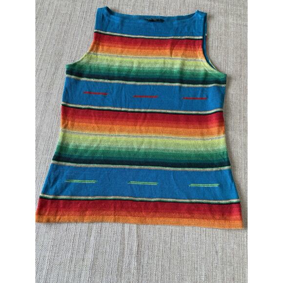 Ralph Lauren Multicolor Striped Tank Top Shirt Cotton Linen Blend M - Picture 1 of 6